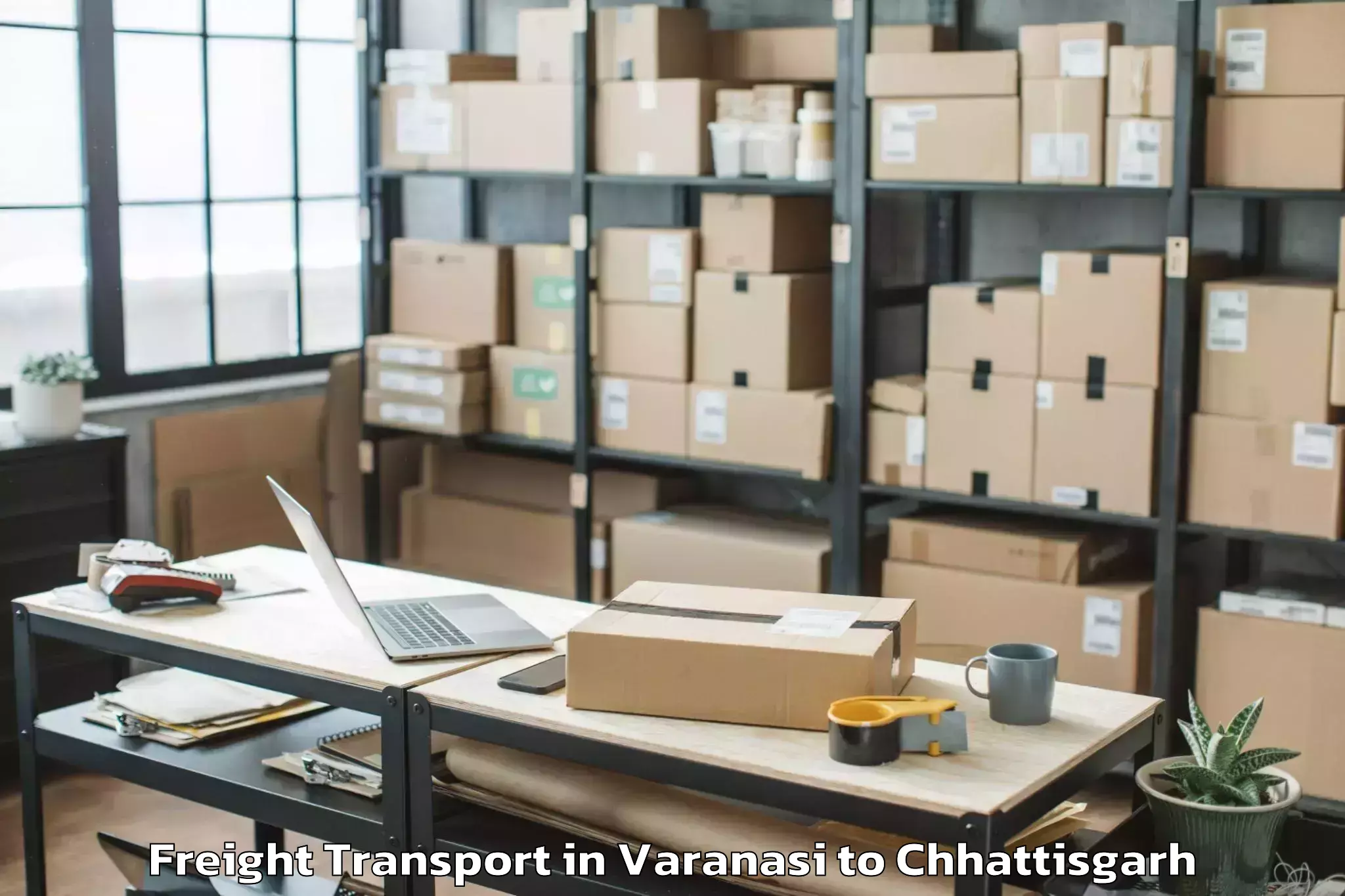 Top Varanasi to Pathalgaon Freight Transport Available